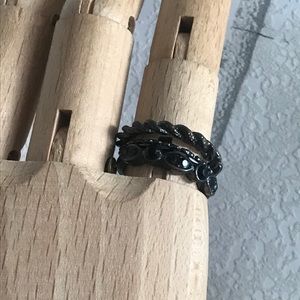 Silver/Black Ring Trio Size 6
